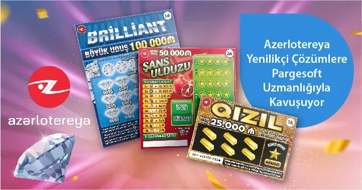 Azərlotereya logosu ile Brilliant, Şans Ulduzu ve Qizil kazı kazan bilet örnekleri