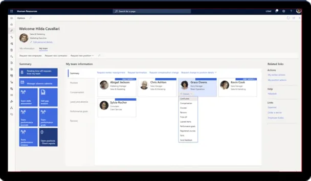 Dynamics 365 Human Resources employee profile screenshot