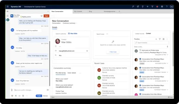 Dynamics 365 Customer Service omnichannel agent desktop screenshot