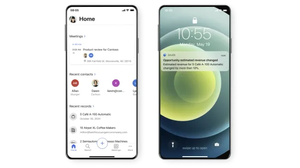 Dynamics 365 Sales mobile app screens