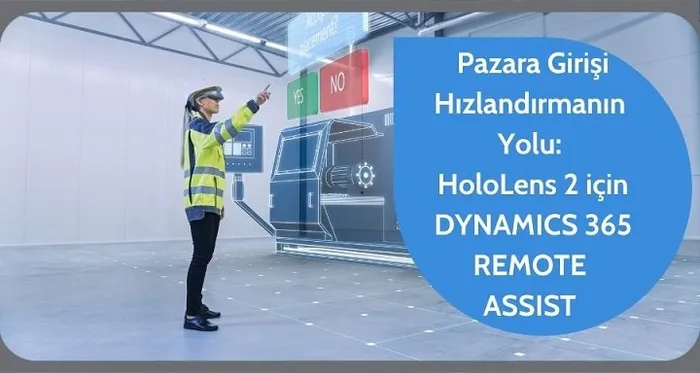HoloLens 2 takan bir çalışan, holografik bir makine görüntüsünde onay ekranına dokunuyor