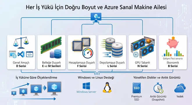 Genel amaçlı, belleğe duyarlı, hesaplamaya duyarlı ve GPU iş yükleri için Azure Sanal Makine aileleri ve boyutları