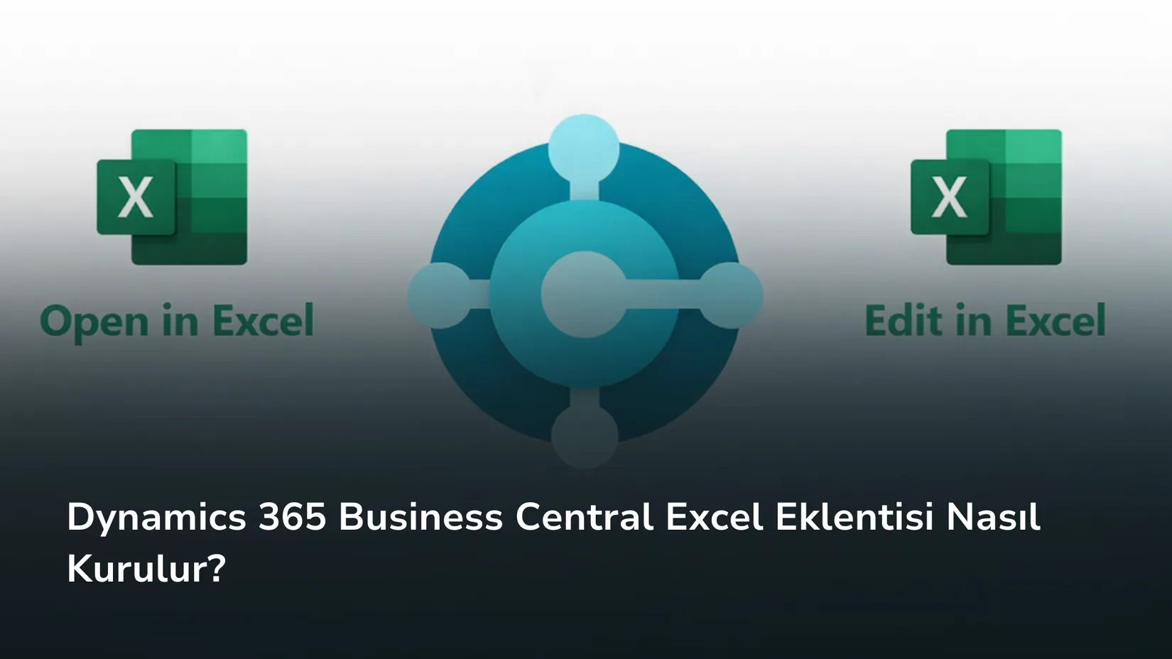 İki Excel simgesi arasında 'Open in Excel' ve 'Edit in Excel' etiketli bağlantı simgesi