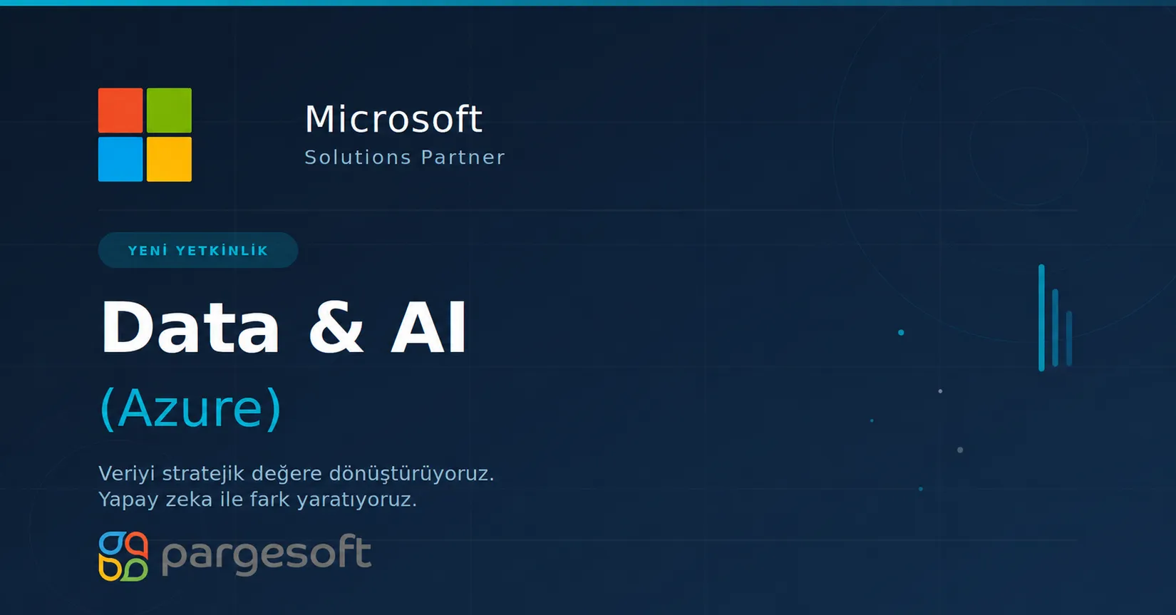 Microsoft Solutions Partner rozeti: Data & AI (Azure) yeni yetkinliği, Pargesoft logosuyla birlikte