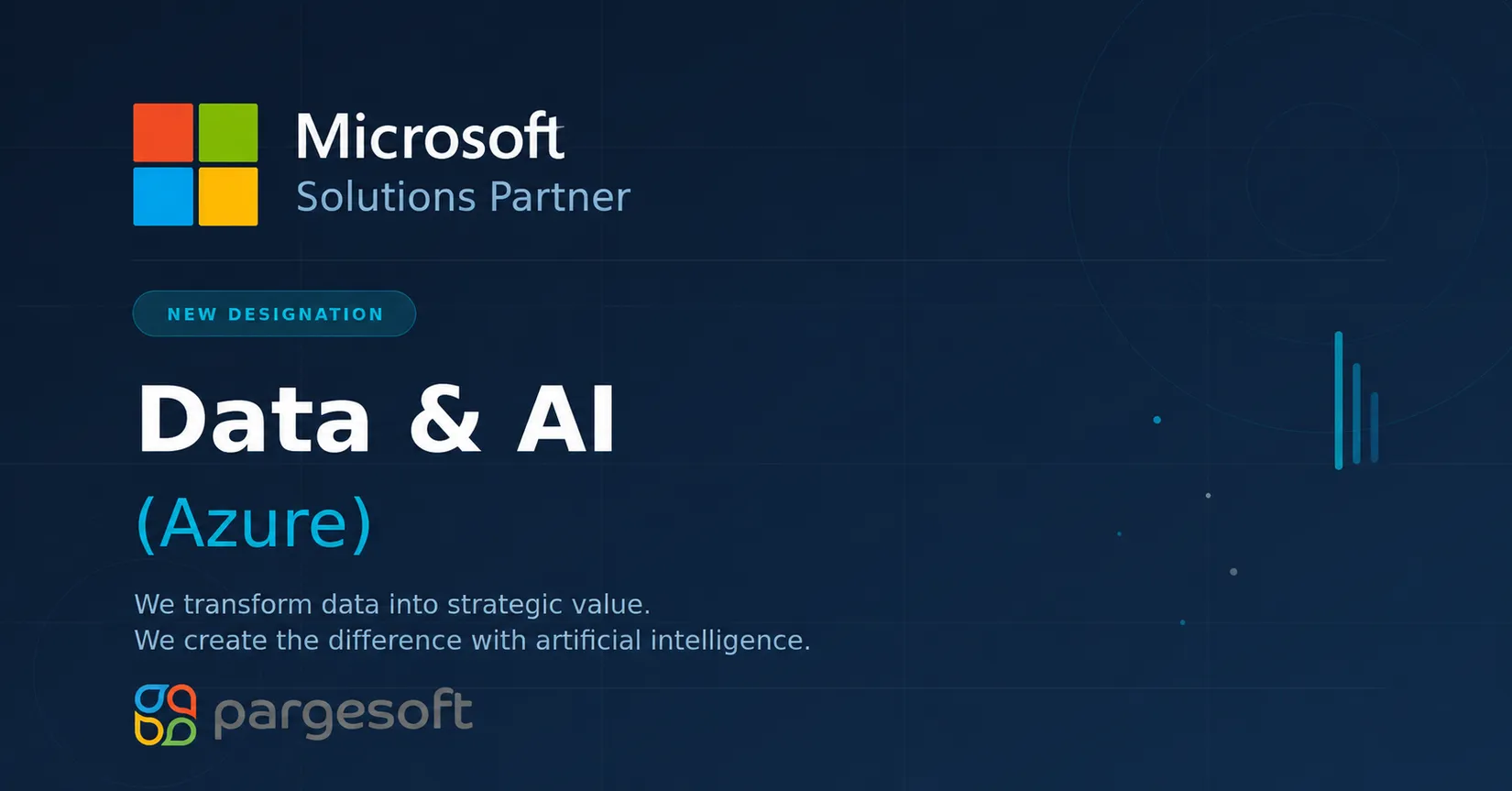 Microsoft Solutions Partner badge for Data & AI (Azure) alongside the Pargesoft logo