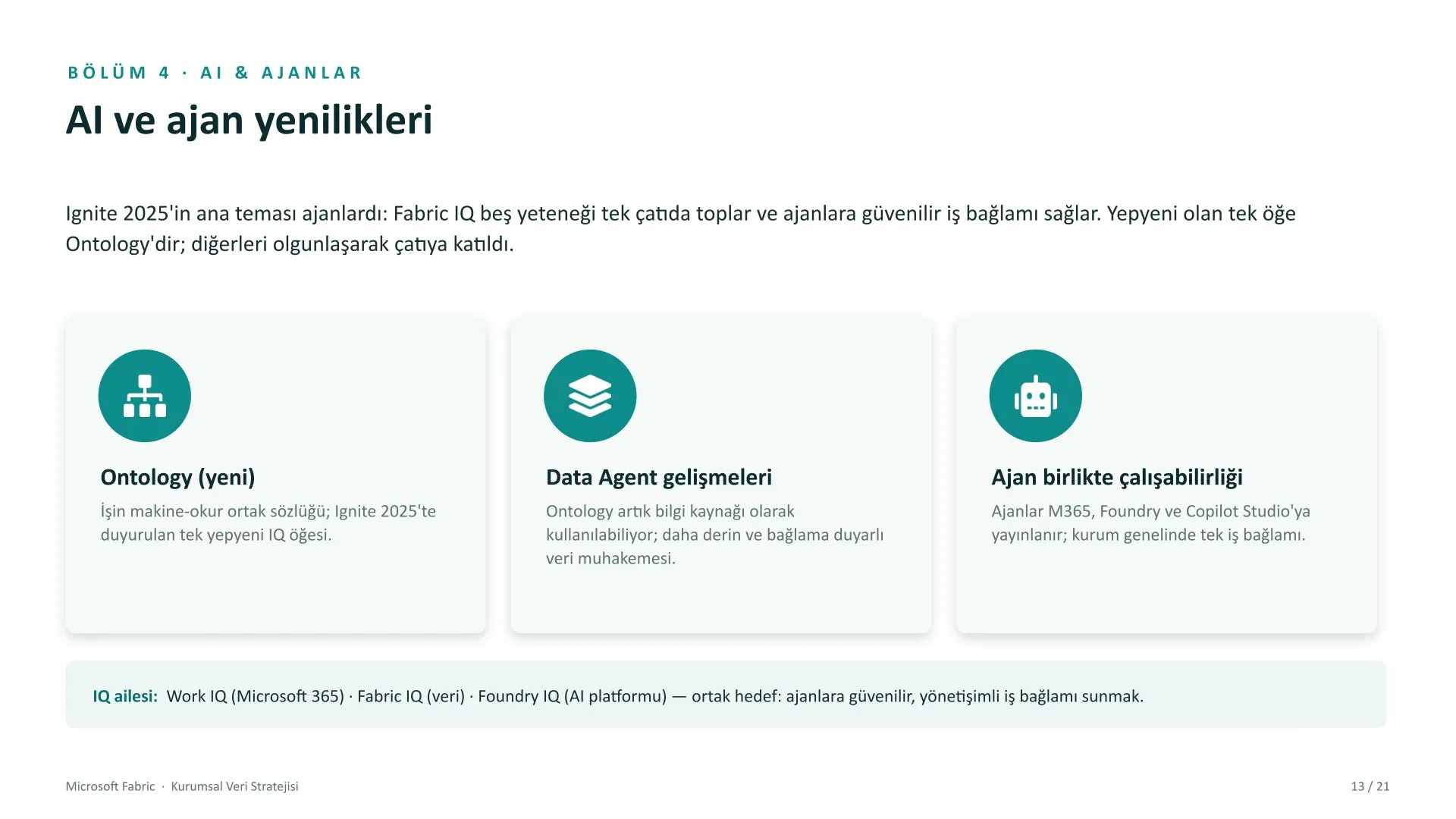 Microsoft Fabric kurumsal veri stratejisi sunumu, slayt 13