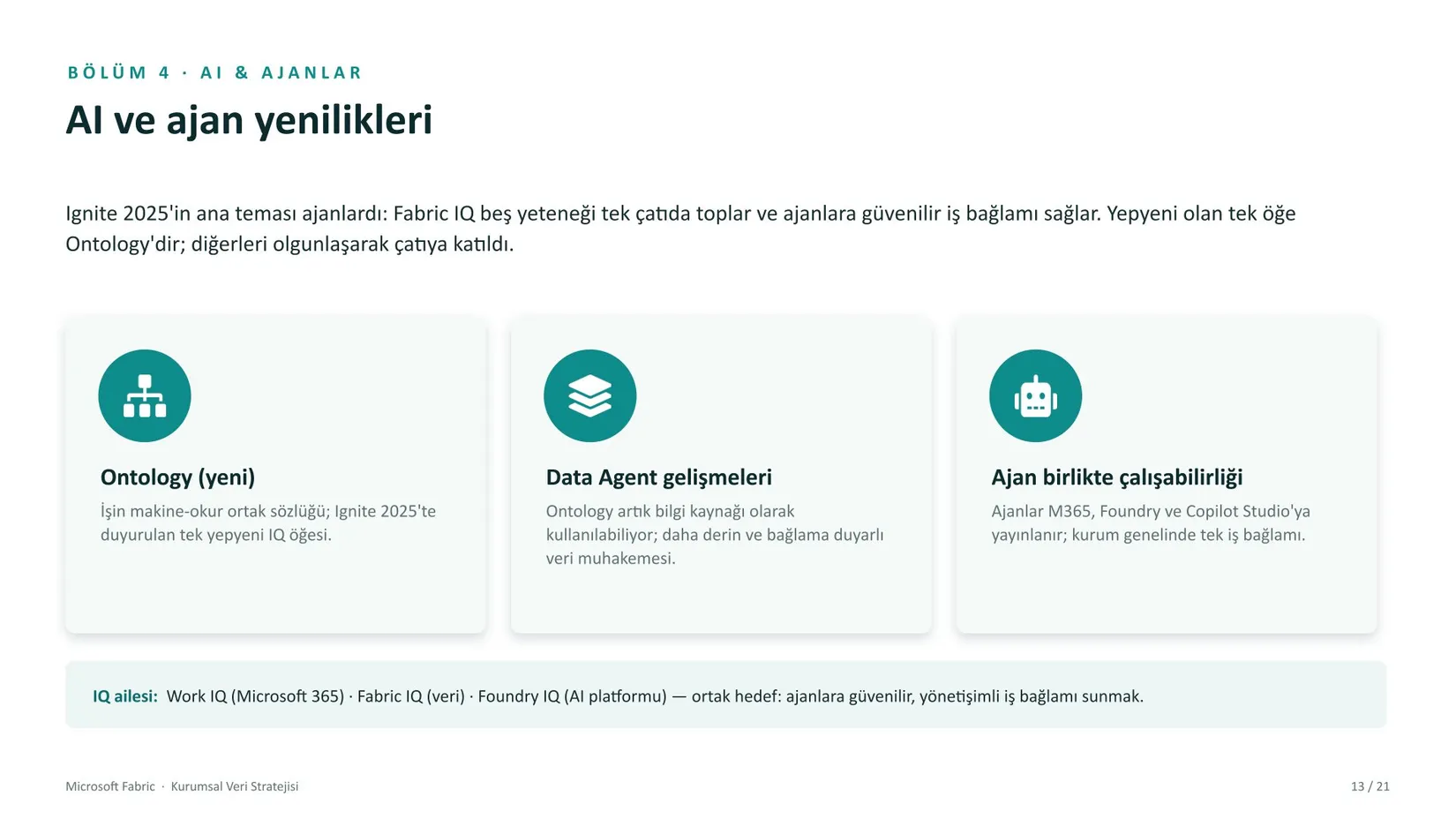 Microsoft Fabric kurumsal veri stratejisi sunumu, slayt 13