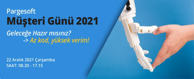 Bir robot eli ile insan eli birbirine dokunuyor; etkinlik tarihi 22 Aralık 2021 Çarşamba, saat 08.30-17.15