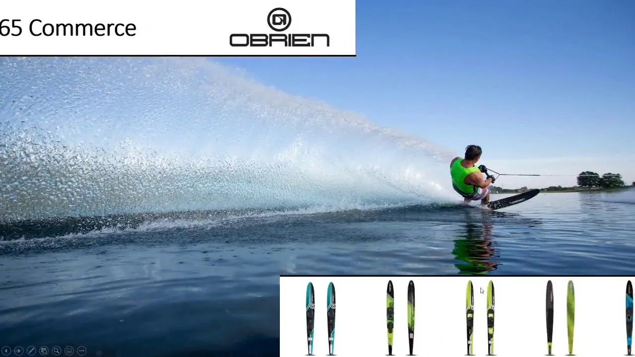 Dynamics 365 Commerce demo: OBrien water ski product page with a water skier in action